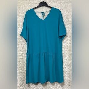 EILEEN Fisher Petite Drop Waist Crepe Tie Back Dress